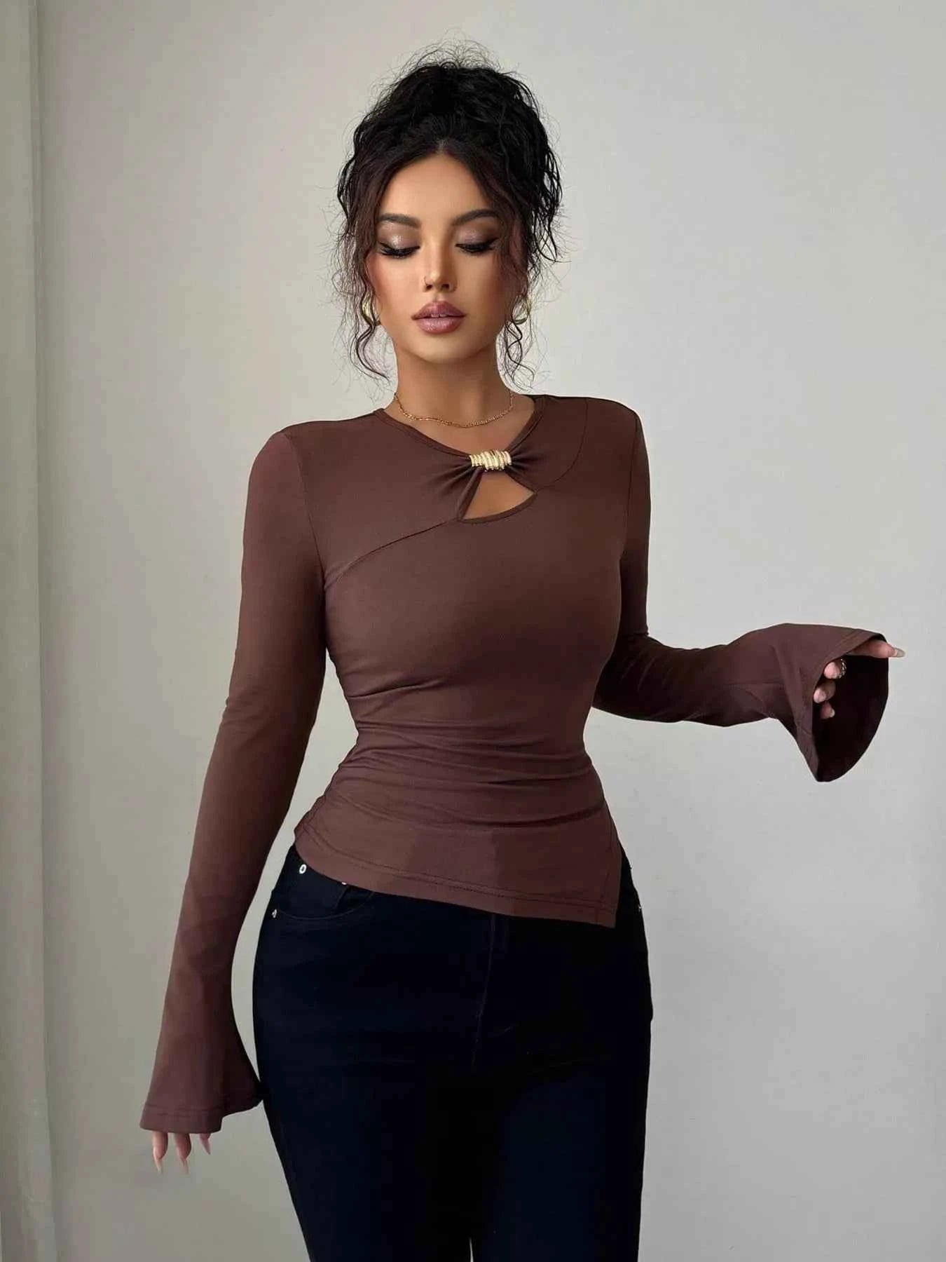 Cutout Long Sleeve T-Shirt