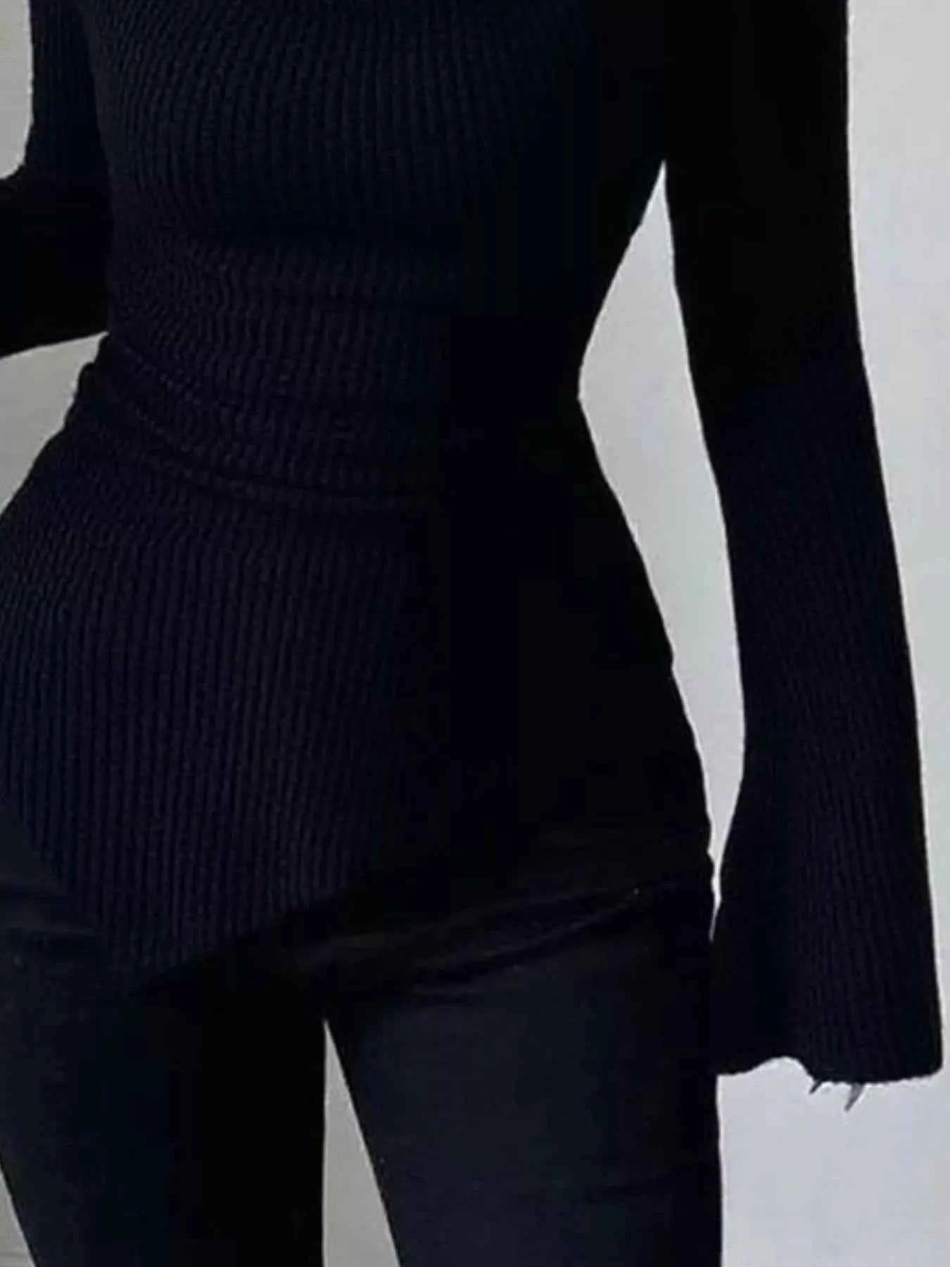 Cowl Neck Flare Sleeve Top