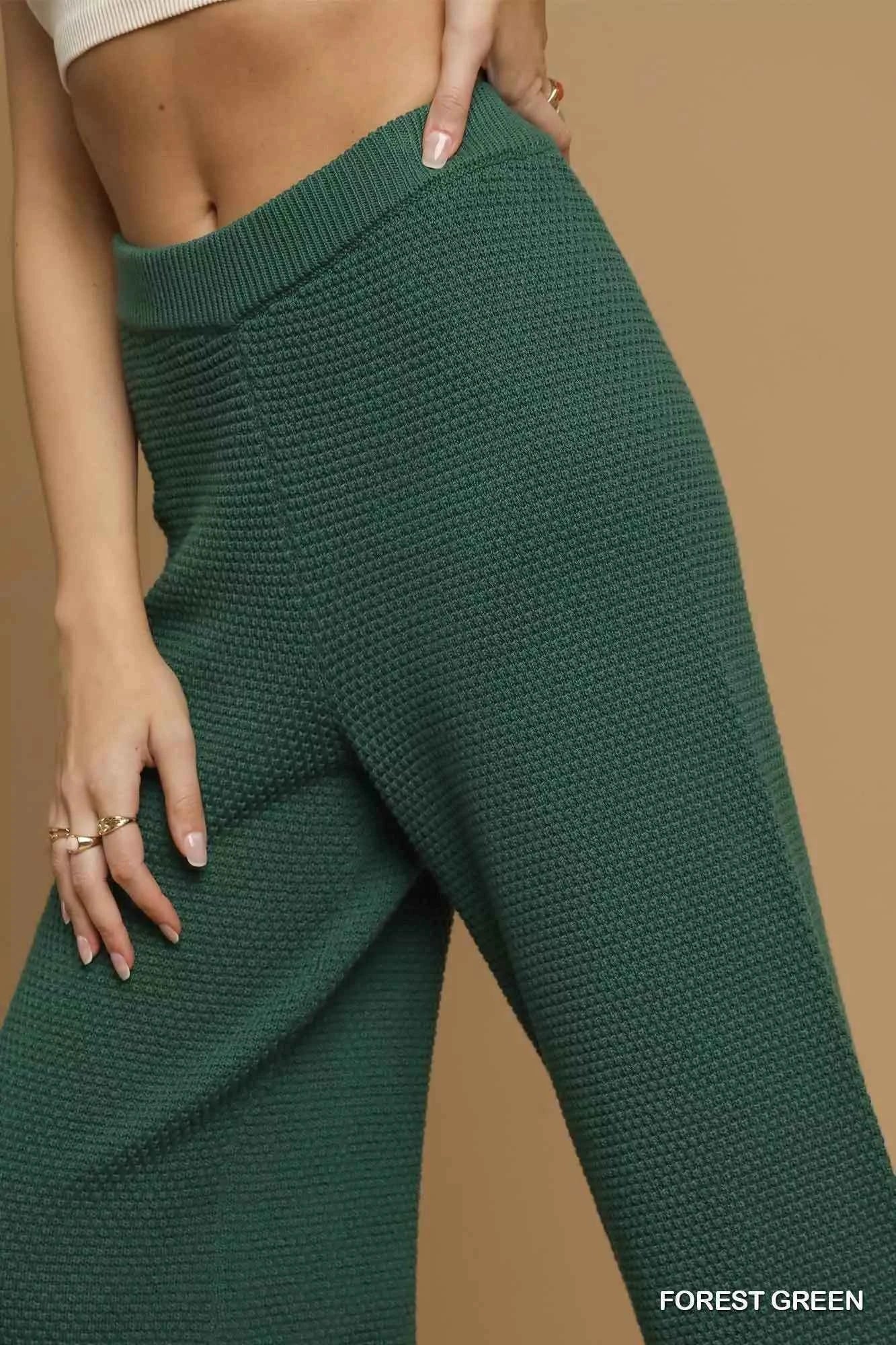 Umgee Textured Knit Wide Leg Pants