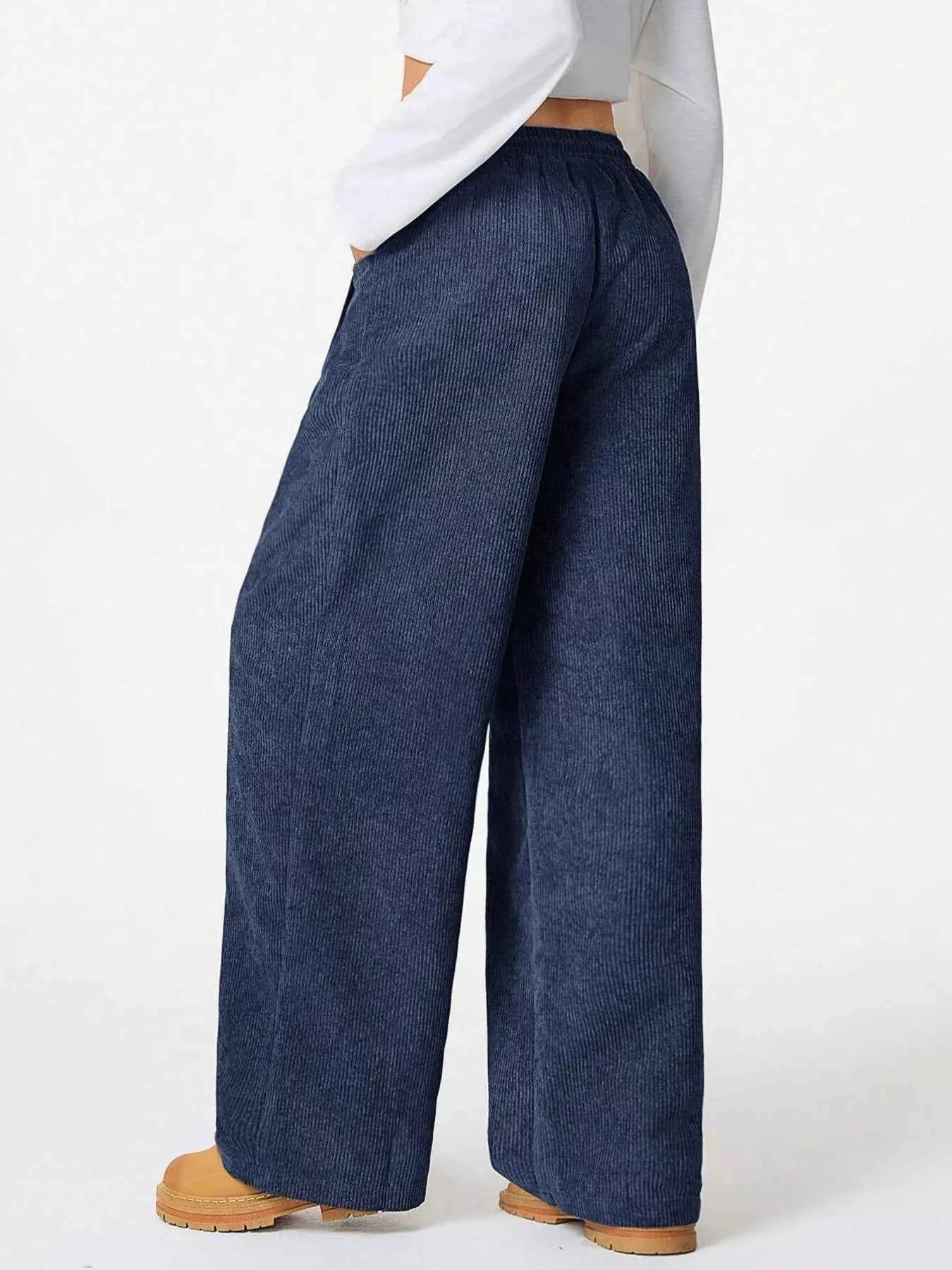 Relaxed Fit Corduroy Pants with Drawstring