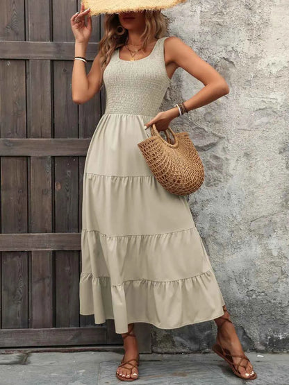 Ivy Lane Sleeveless Tank Dress - Smocked Scoop Neck Style