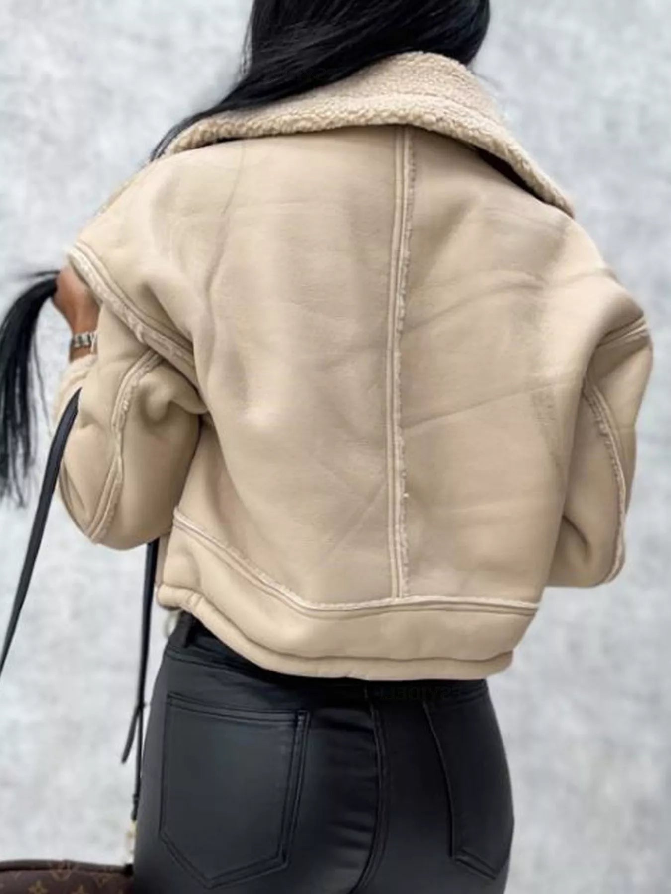 Sherpa Trim Cropped Jacket - DANCING WITH CLOTHES