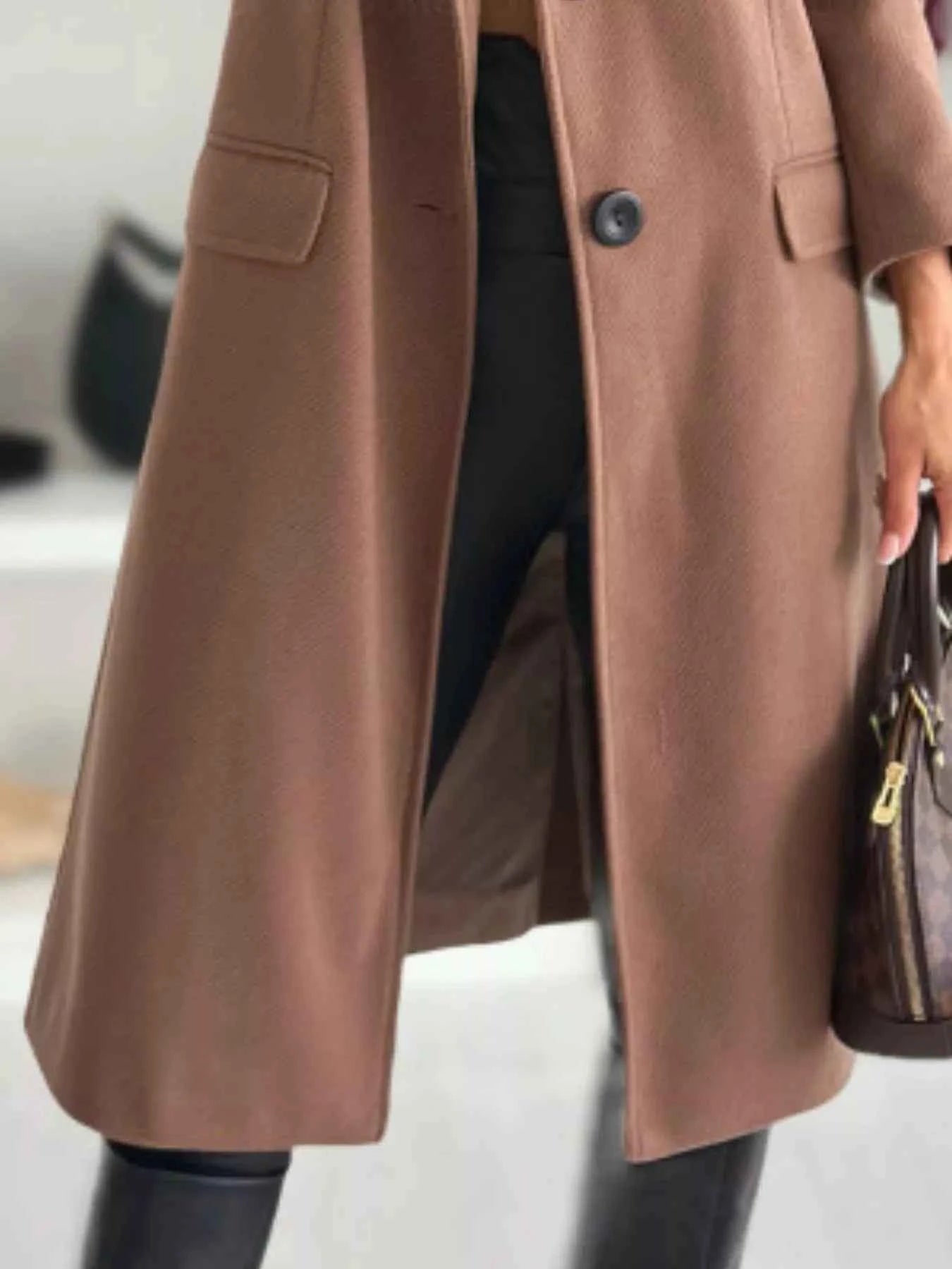 Lapel Collar Long Sleeve Coat