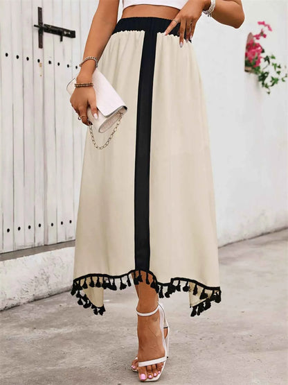 Tassel Trim High Waist Skirt