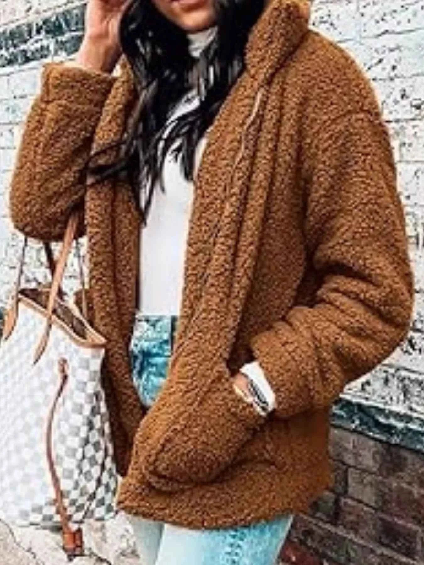 Full Size Plus Size Fleece Zip Up Jacket for Cozy Comfort