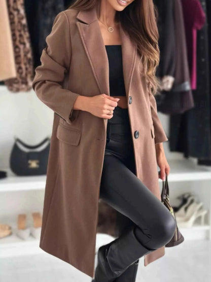 Lapel Collar Long Sleeve Coat