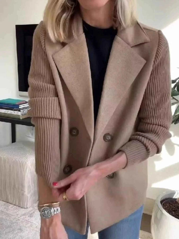 Cozy Knit Double-Breasted Coat