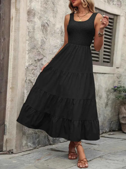 Ivy Lane Sleeveless Tank Dress - Smocked Scoop Neck Style