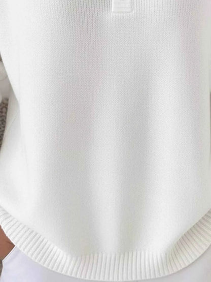 Full Size Plus Size Button Knit Top - Long Sleeve Half Button Style