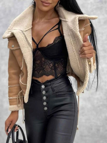 Sherpa Trim Cropped Jacket