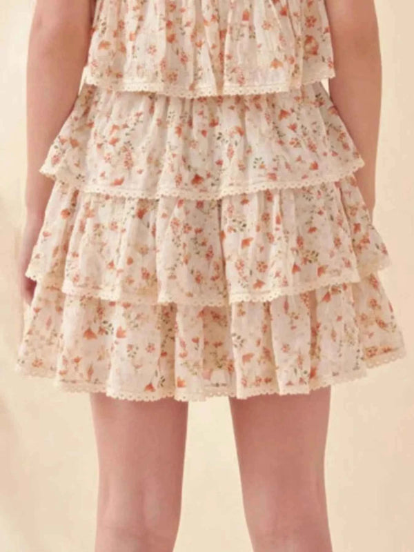 Chic Floral Ruffle Skirt