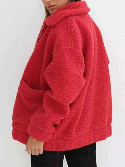 Full Size Plus Size Fleece Zip Up Jacket for Cozy Comfort