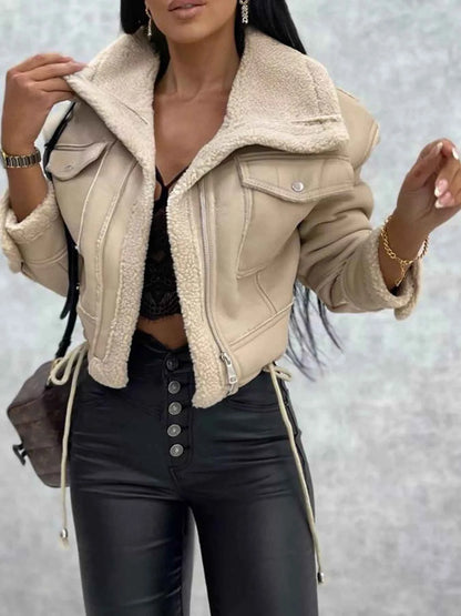 Sherpa Trim Cropped Jacket