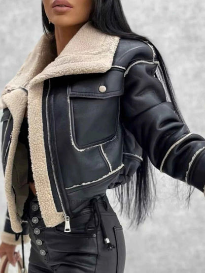 Sherpa Trim Cropped Jacket