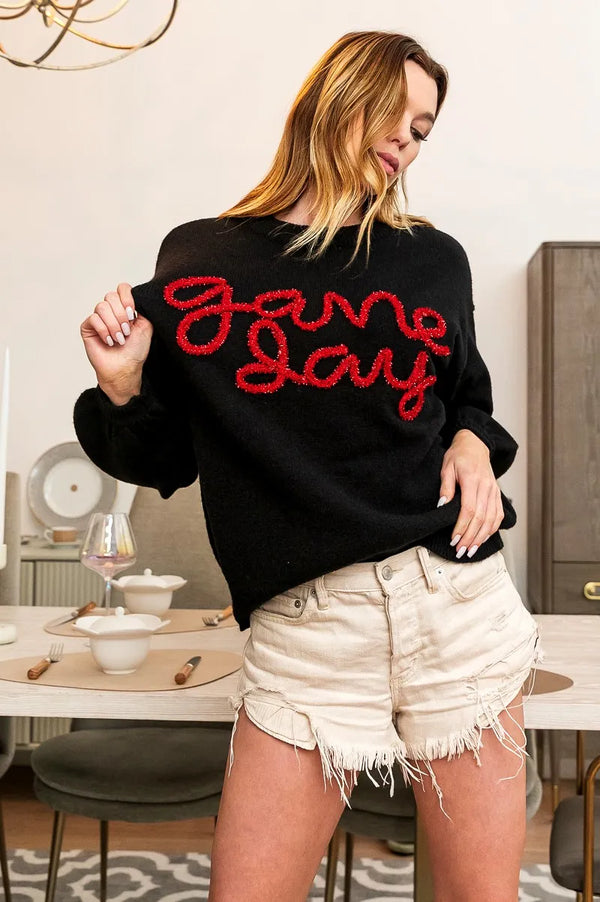 Shimmering Game Day Sweater