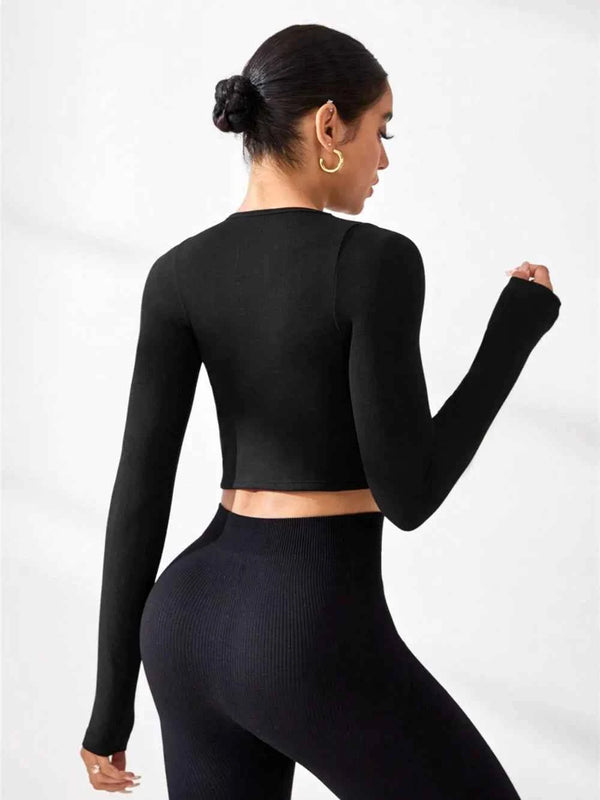 Round Neck Long Sleeve Active T-Shirt