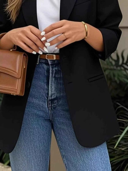 Lapel Collar Long Sleeve Blazer