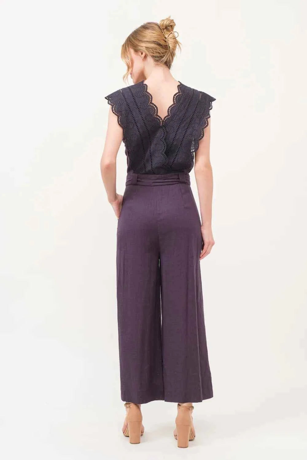 And The Why Laced Surplice Tie Waist Jumpsuit
