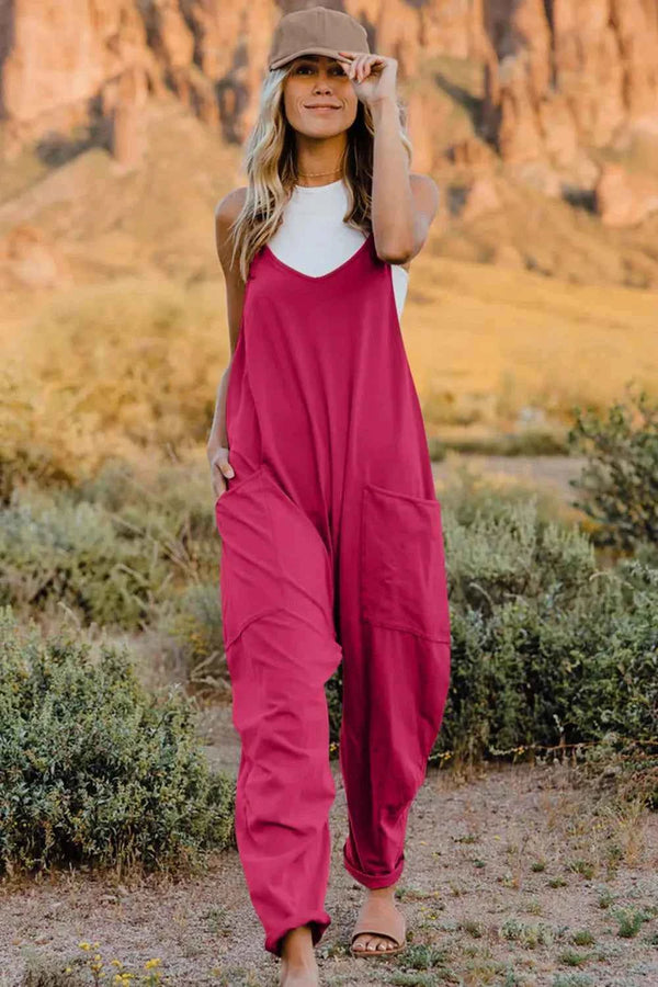 Chic V-Neck Jumpsuit with Pockets