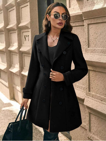 Double-Breasted Wool Blend Overcoat