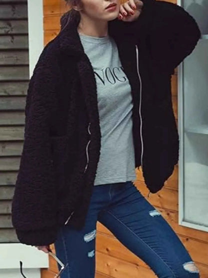 Full Size Plus Size Fleece Zip Up Jacket for Cozy Comfort