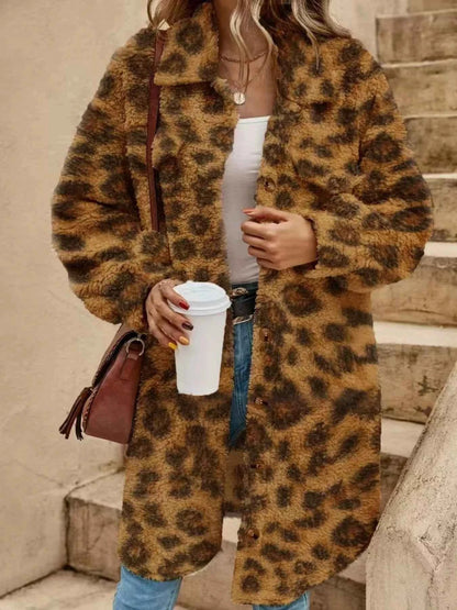 Full Size Fuzzy Fleece Longline Coat Plus Size