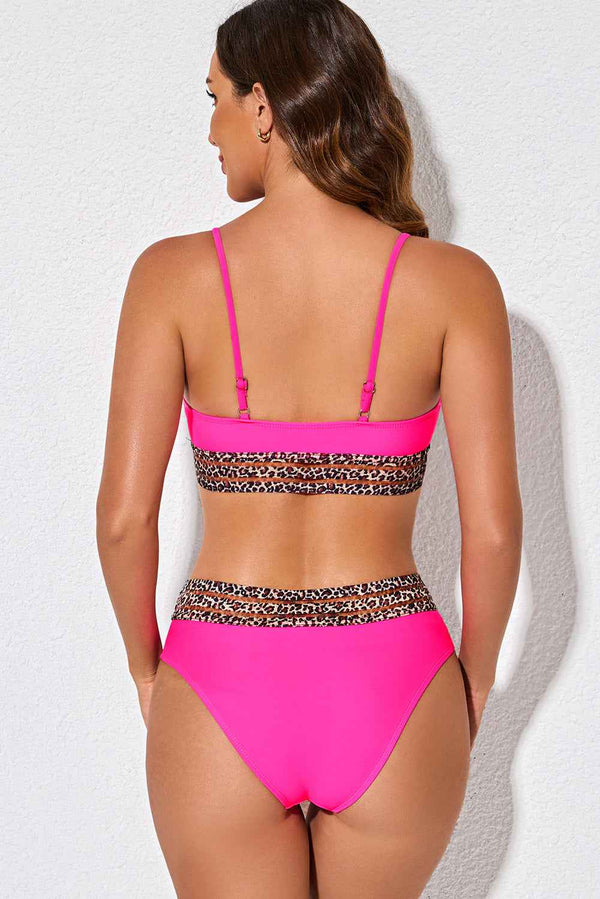 Leopard Bikini Set with Contrast Design