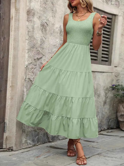 Ivy Lane Sleeveless Tank Dress - Smocked Scoop Neck Style