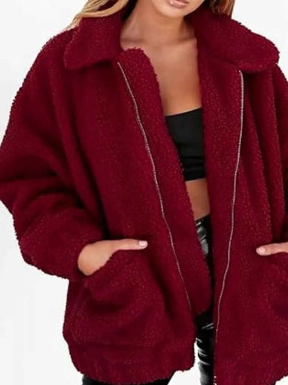 Full Size Plus Size Fleece Zip Up Jacket for Cozy Comfort