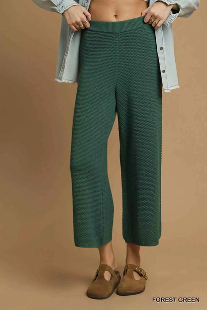 Umgee Textured Knit Wide Leg Pants