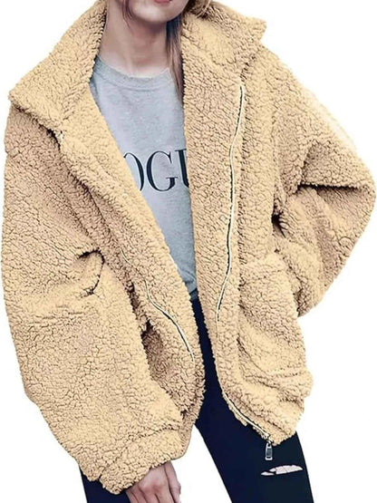 Full Size Plus Size Fleece Zip Up Jacket for Cozy Comfort