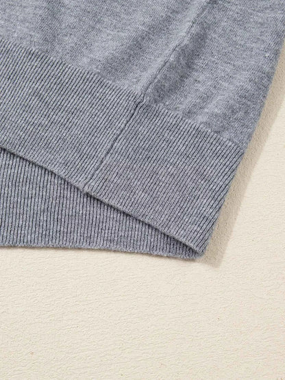 Contrast Striped Varsity Sweater with V Neck Design