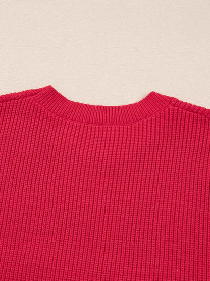 Sequin Bow Accent Sweater with Drop Shoulder Design