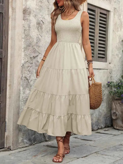 Ivy Lane Sleeveless Tank Dress - Smocked Scoop Neck Style