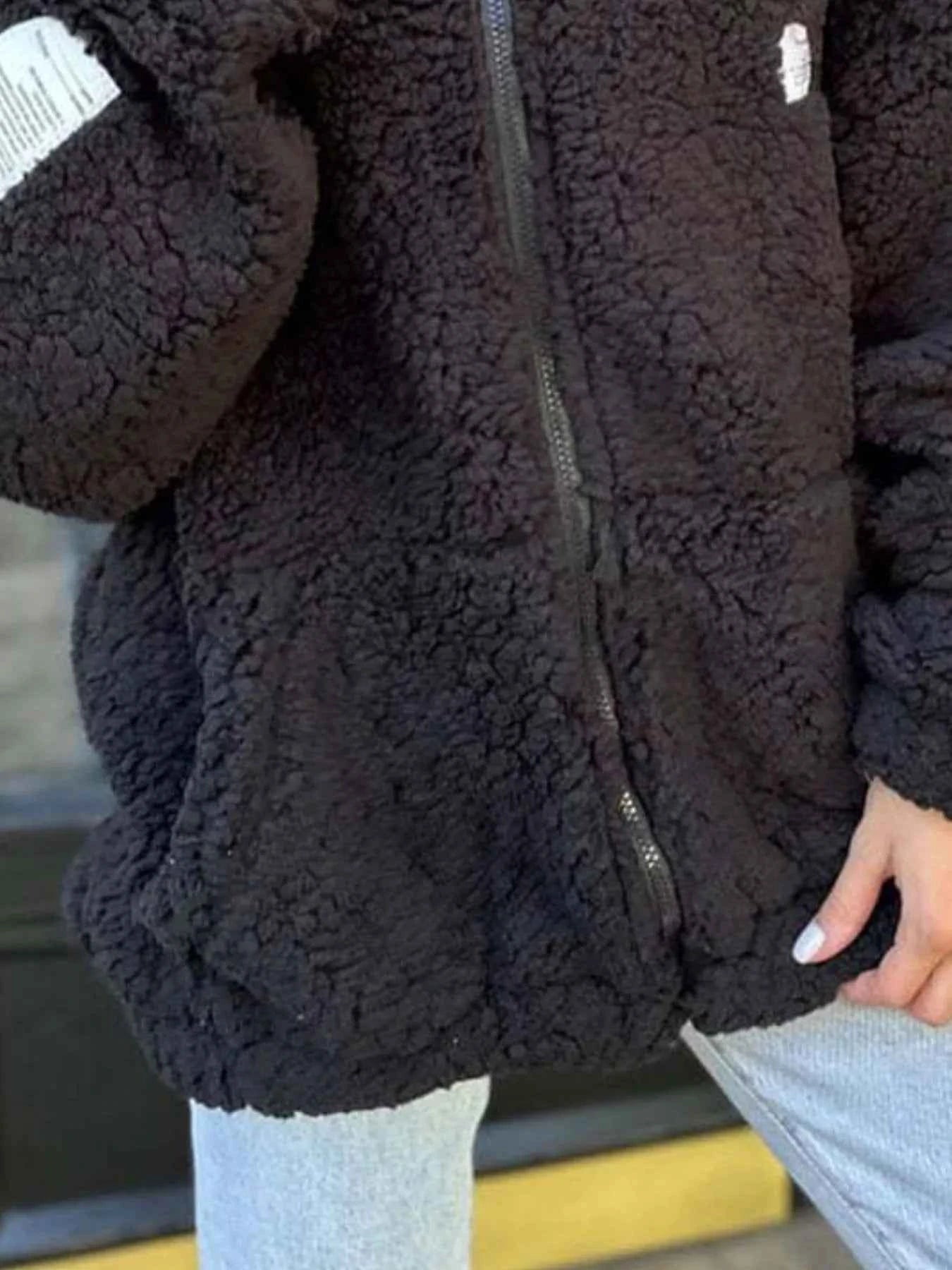 Full Size Plus Size Sherpa Fleece Jacket - Zip-Up Comfort