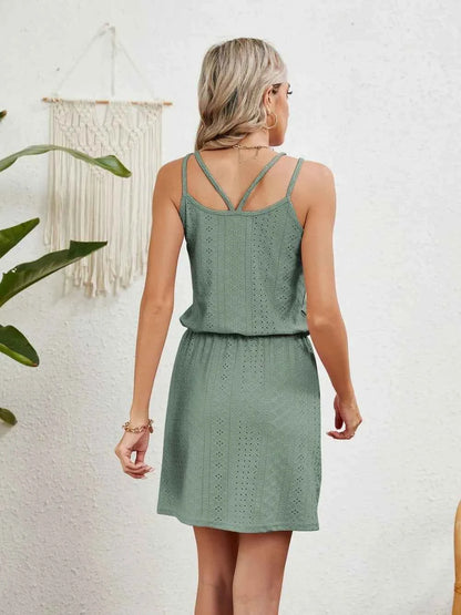 Eyelet Scoop Neck Dress: Effortless Style in a Sleeveless Design