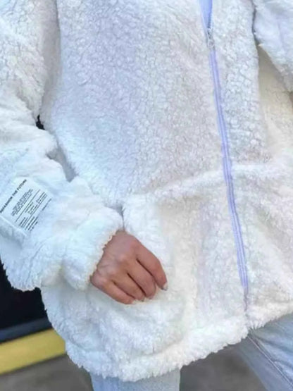 Full Size Plus Size Sherpa Fleece Jacket - Zip-Up Comfort