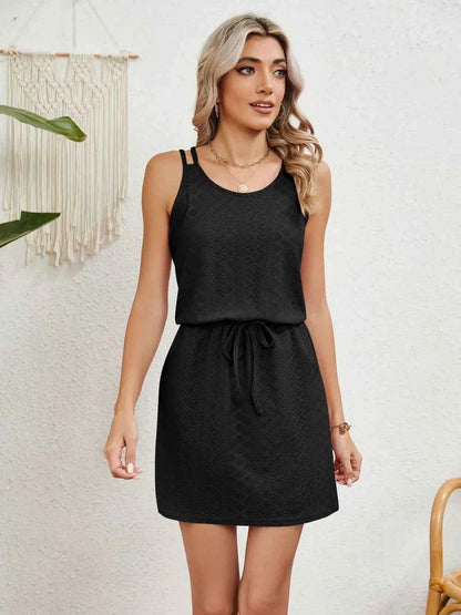 Eyelet Scoop Neck Dress: Effortless Style in a Sleeveless Design