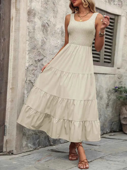 Ivy Lane Sleeveless Tank Dress - Smocked Scoop Neck Style