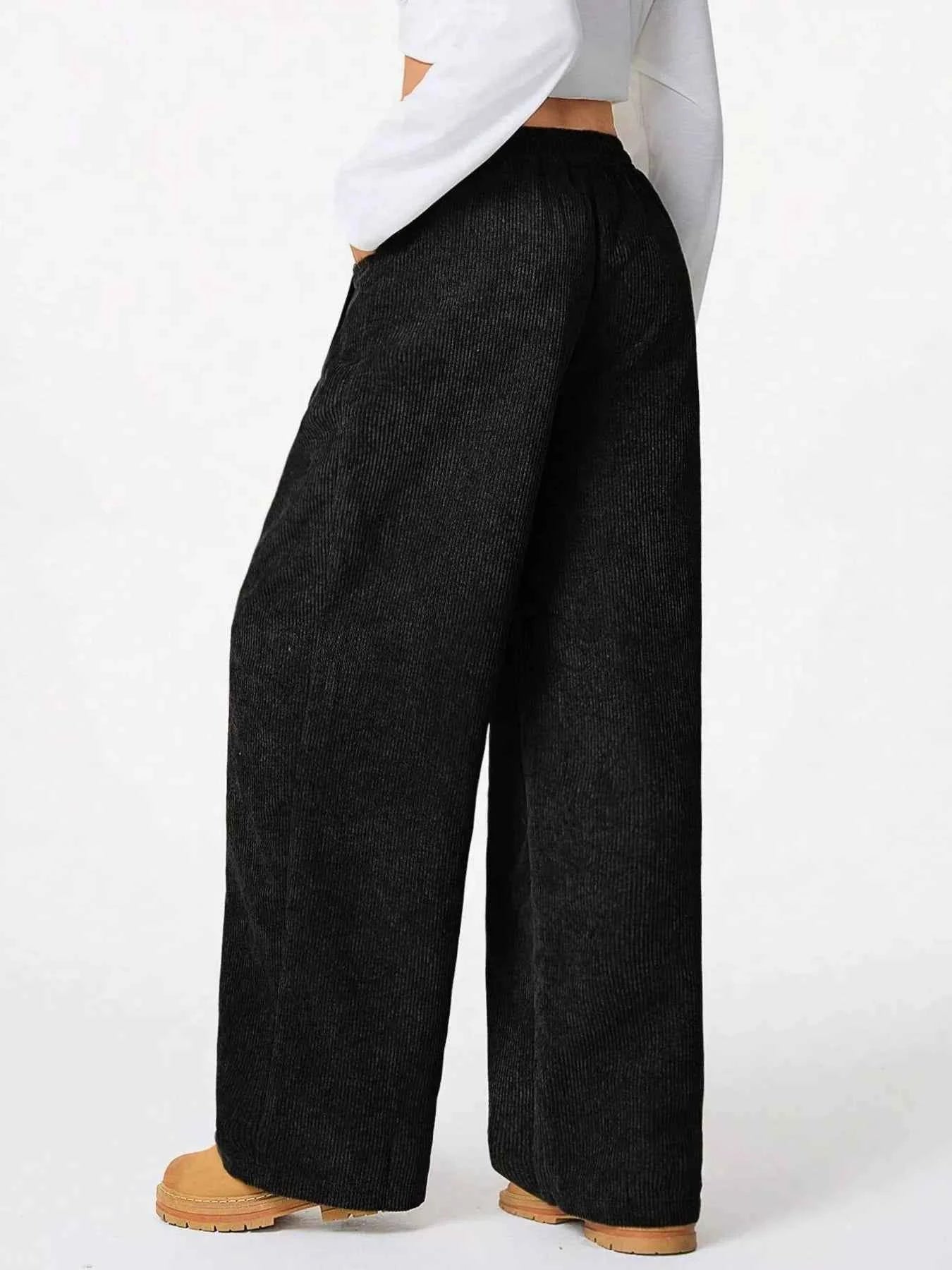 Relaxed Fit Corduroy Pants with Drawstring