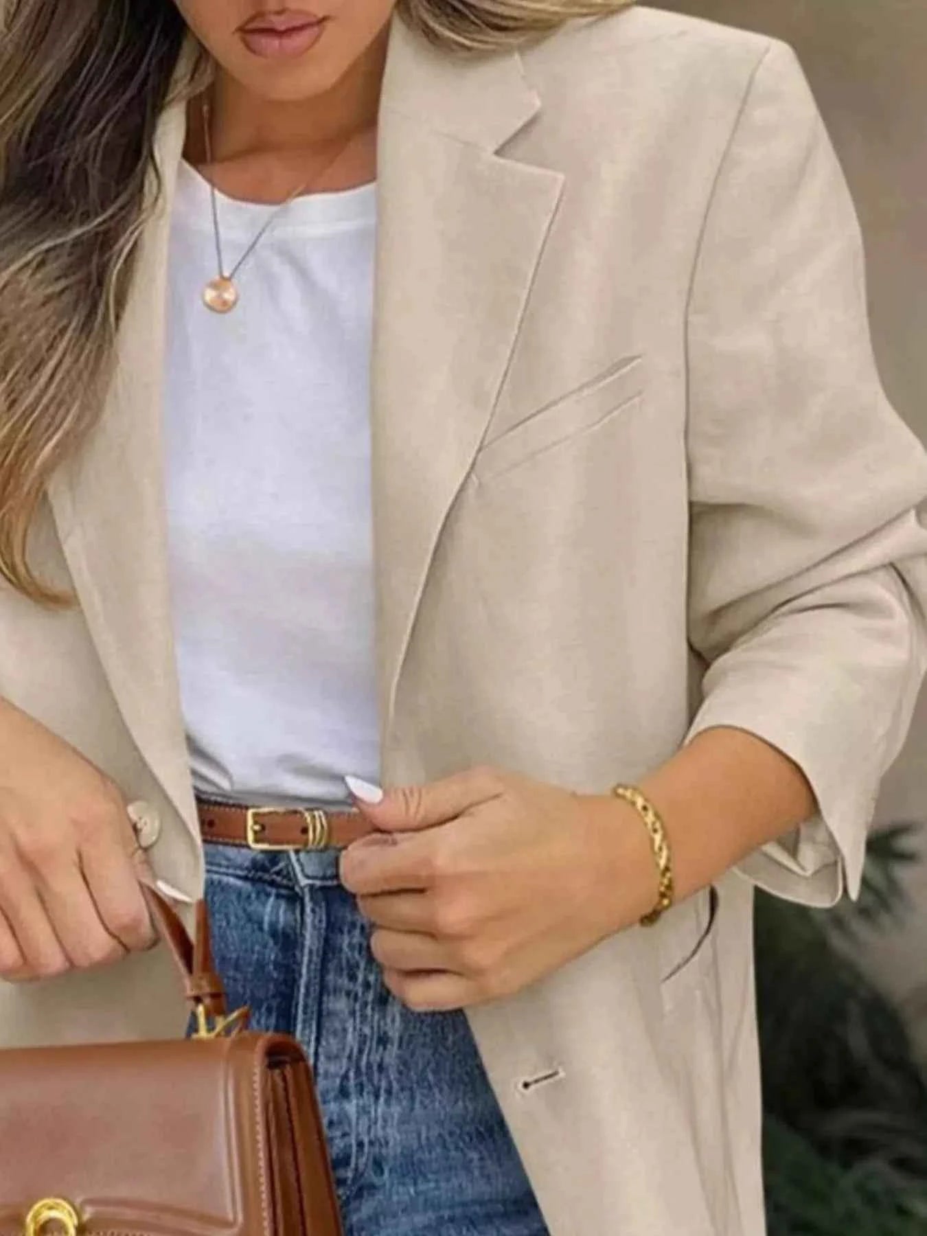 Lapel Collar Long Sleeve Blazer