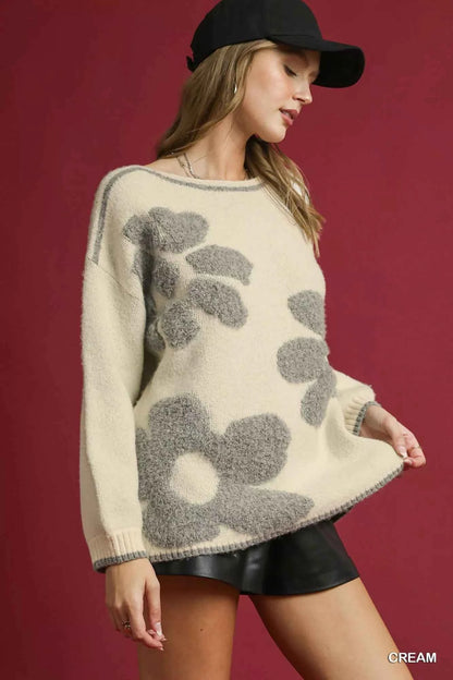 Umgee Floral Knit Sweater for Stylish Layering