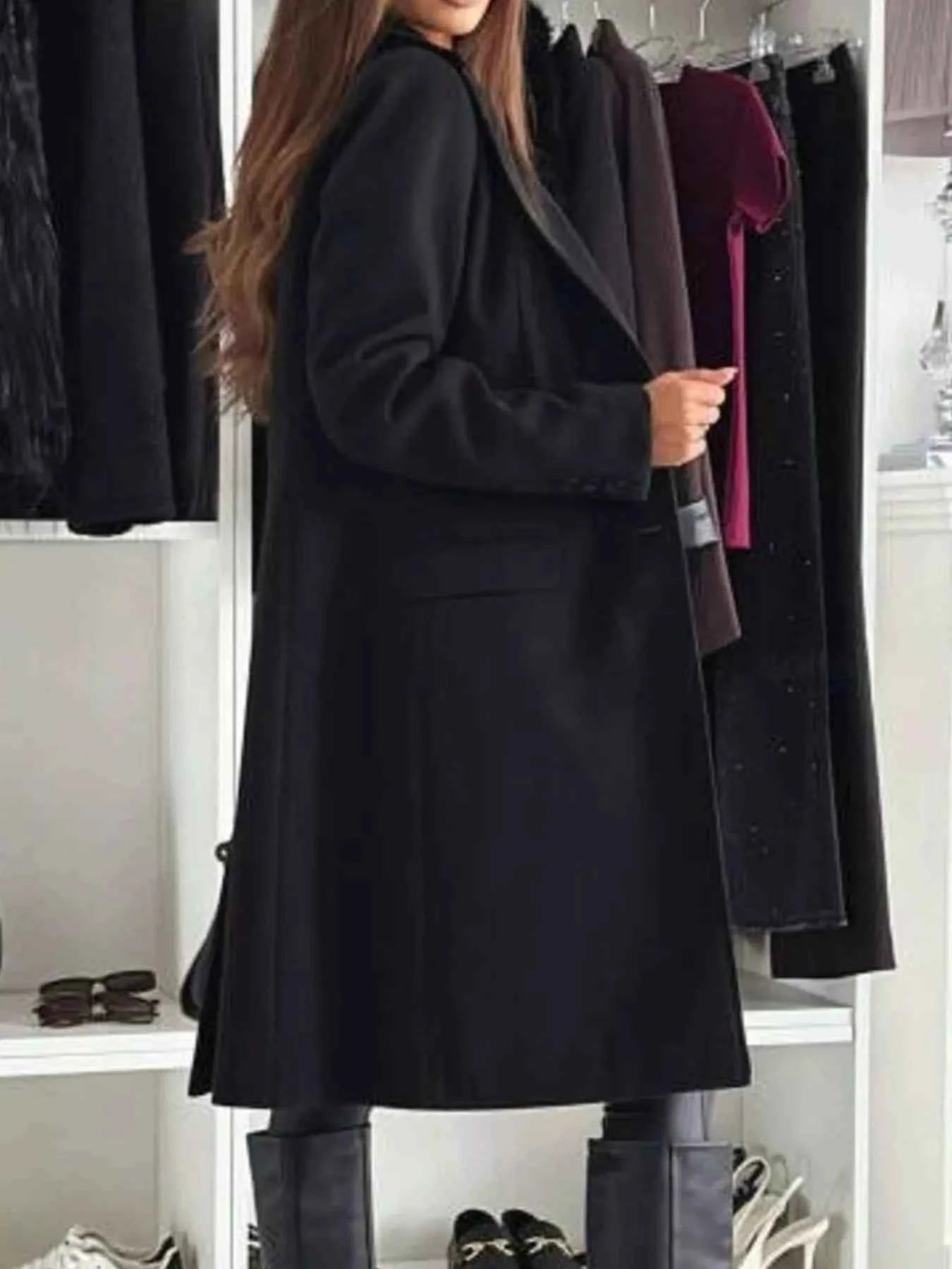 Lapel Collar Long Sleeve Coat