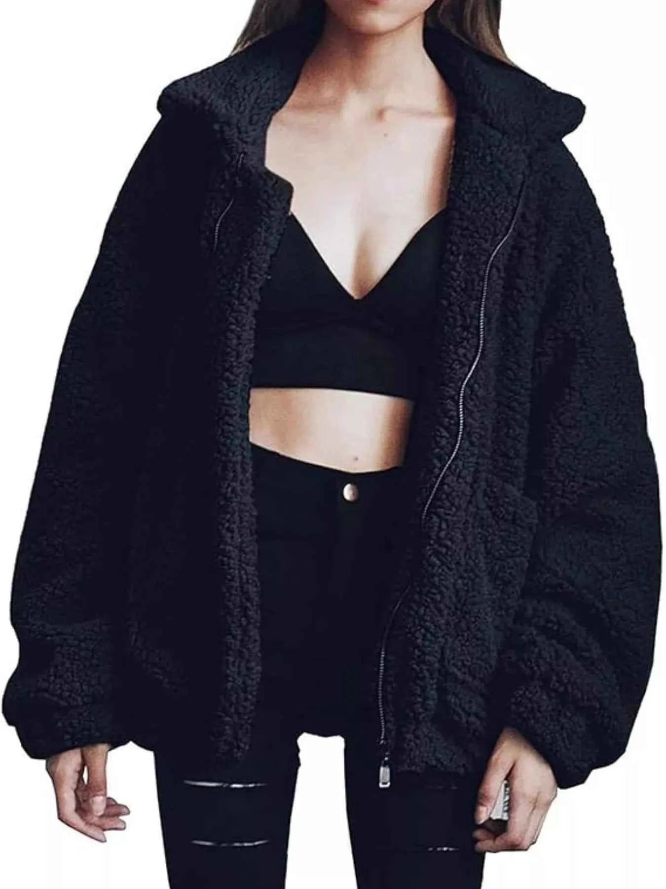 Full Size Plus Size Fleece Zip Up Jacket for Cozy Comfort