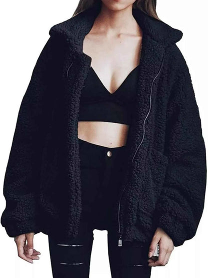 Full Size Plus Size Fleece Zip Up Jacket for Cozy Comfort