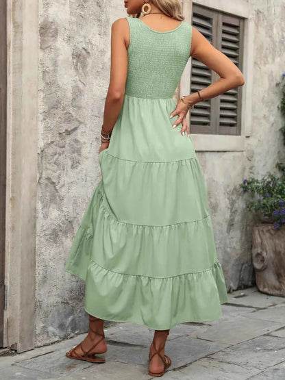 Ivy Lane Sleeveless Tank Dress - Smocked Scoop Neck Style