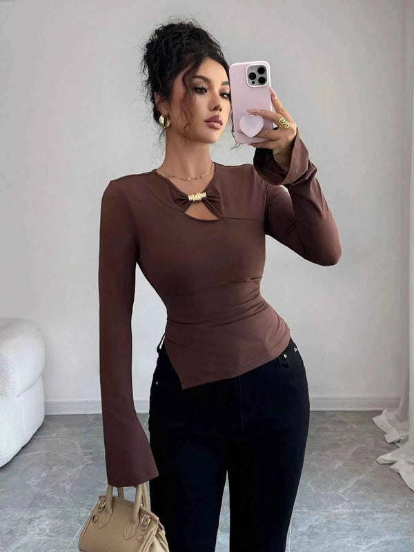 Stylish Cutout Long Sleeve Tee