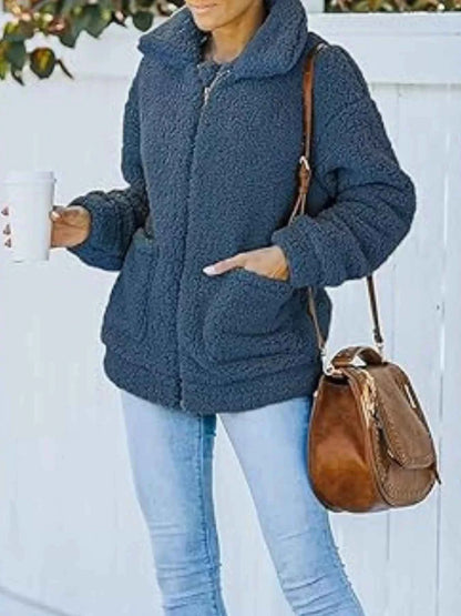 Full Size Plus Size Fleece Zip Up Jacket for Cozy Comfort