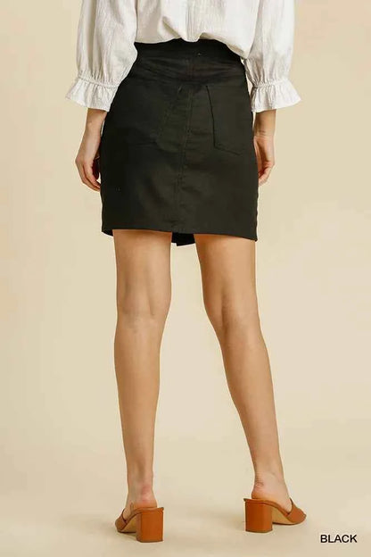 Umgee Linen Blend Skirt with Pockets - Stylish Button Down Design
