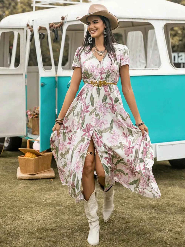 Chic Floral V-Neck Dress